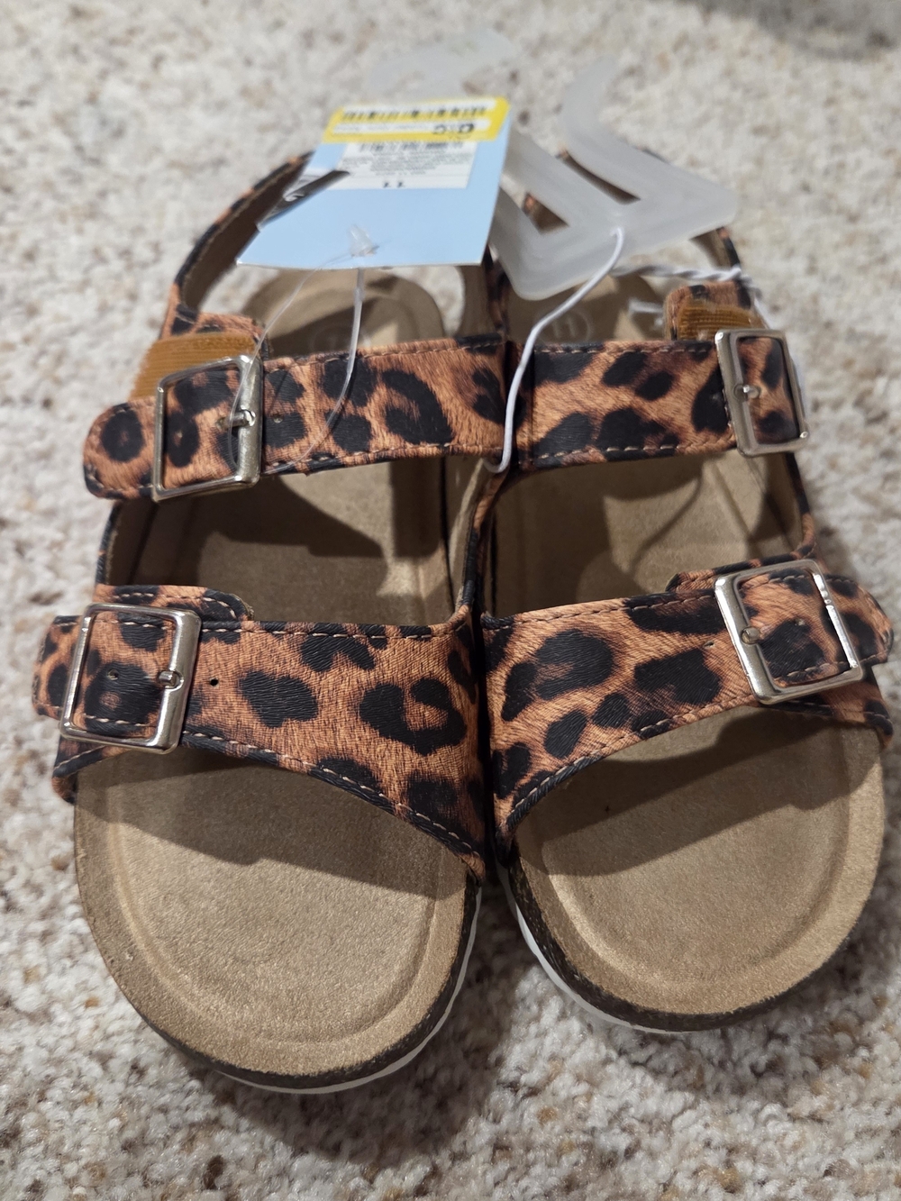 Cat & Jack Leopard Print Buckle Sandals - Brown